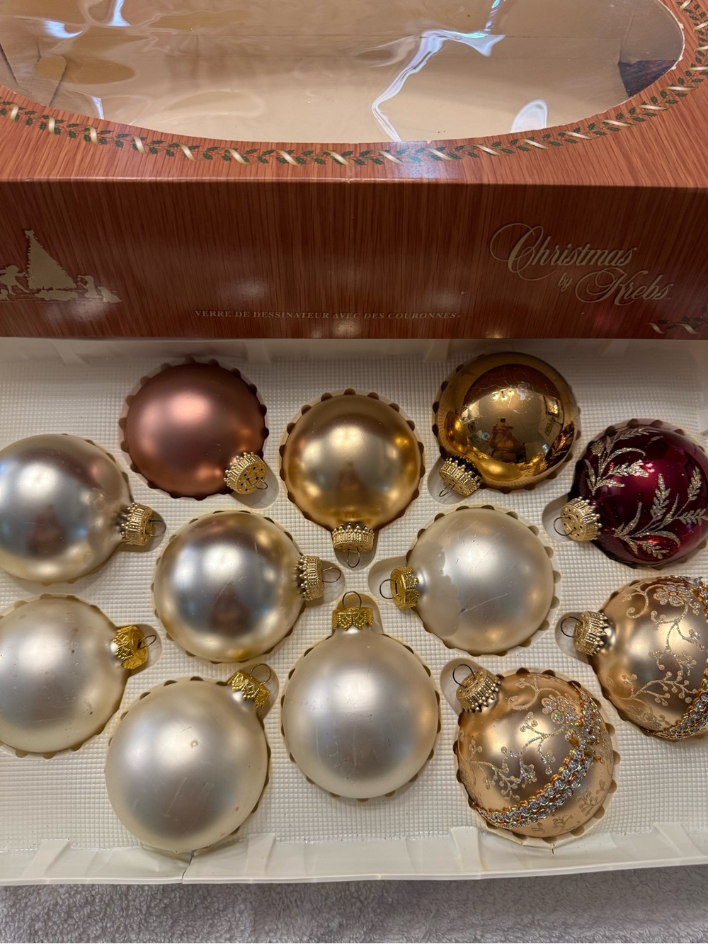 Vintage Metallic Pearl & Gold Ornament Set